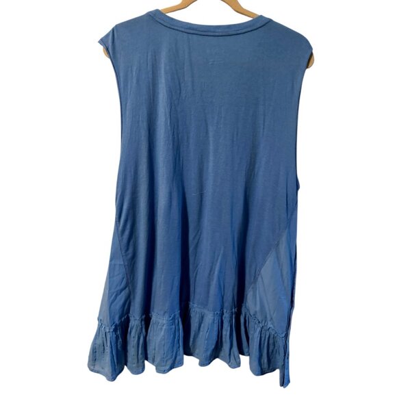 Pilcro Blue Sleeveless Tunic Top Ruffle Hem Button Detail Casual Comfy Women XL‎ - Picture 5 of 5